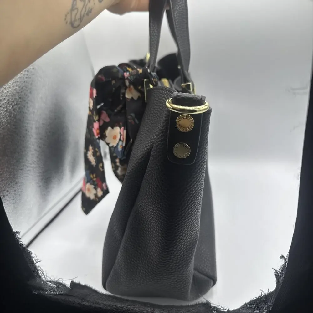 Steve Madden Logo Tote Bag Detachable Coin Wallet Gray Black Silver